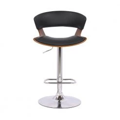 43 in. Black Low Back Wooden Bar Stool with Curved Leatherette Back and Swivel Mechanism by Benjara -Cheap Benjara Store black benjara bar stools bm270414 c3 1000