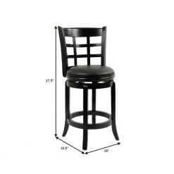 Sabi 37.5 in. Black High Back Solid Wood Swivel Counter Stool with Faux Leather Seat by Benjara -Cheap Benjara Store black benjara bar stools bm274238 44 1000