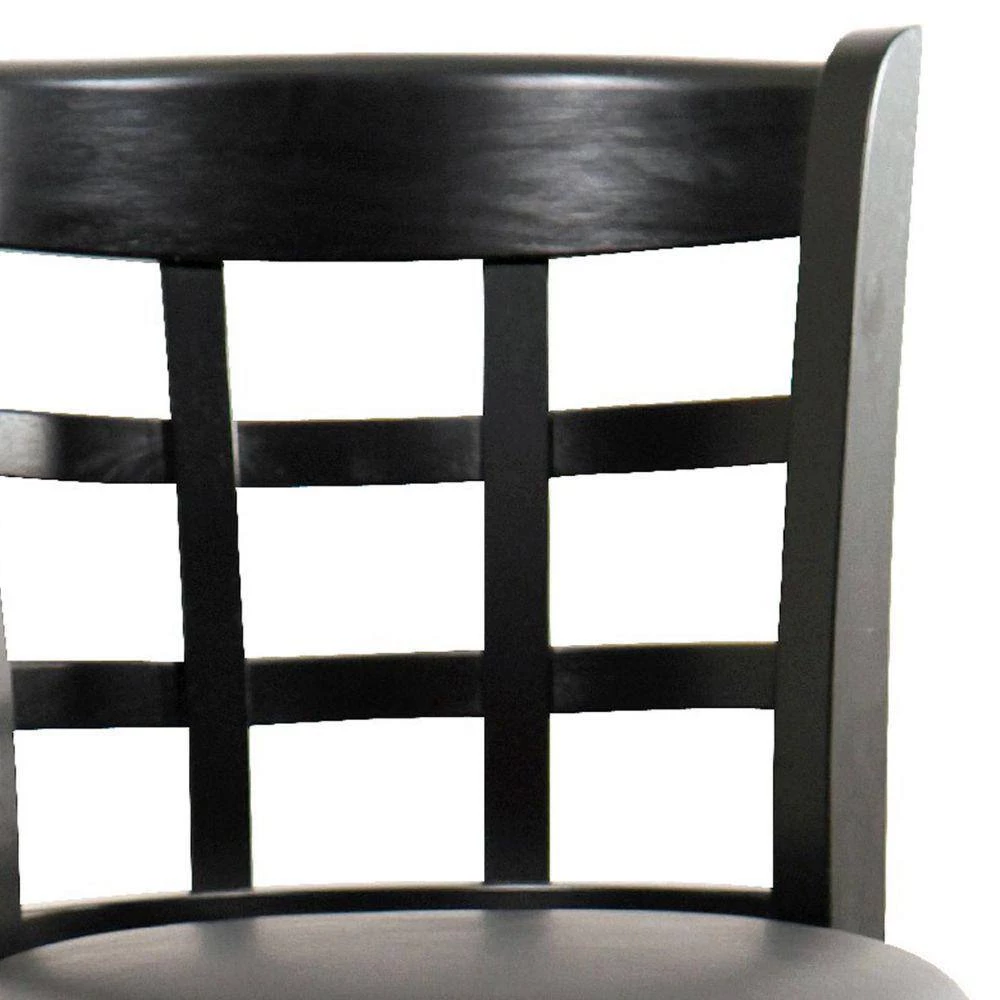 Sabi 43.5 in. Black High Back Solid Wood Swivel Counter Bar Stool with Faux Leather by Benjara 4 Sabi 43.5 in. Black High Back Solid Wood Swivel Counter Bar Stool with Faux Leather by Benjara - Image 4