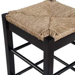 Chris 24 in. Black Counter Stool with Wood Frame Handwoven Rush Seat by Benjara -Cheap Benjara Store black benjara bar stools bm274267 4f 1000
