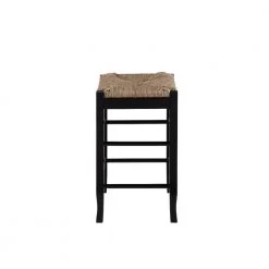 Chris 24 in. Black Counter Stool with Wood Frame Handwoven Rush Seat by Benjara -Cheap Benjara Store black benjara bar stools bm274267 c3 1000