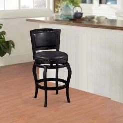 44.5 in. Black Swivel Barstool Solid Wood Nailhead Trim by Benjara -Cheap Benjara Store black benjara bar stools bm274301 31 1000