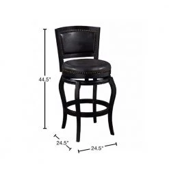 44.5 in. Black Swivel Barstool Solid Wood Nailhead Trim by Benjara -Cheap Benjara Store black benjara bar stools bm274301 40 1000