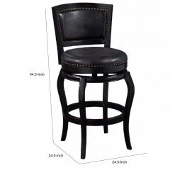 44.5 in. Black Swivel Barstool Solid Wood Nailhead Trim by Benjara -Cheap Benjara Store black benjara bar stools bm274301 44 1000