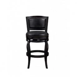 44.5 in. Black Swivel Barstool Solid Wood Nailhead Trim by Benjara -Cheap Benjara Store black benjara bar stools bm274301 c3 1000