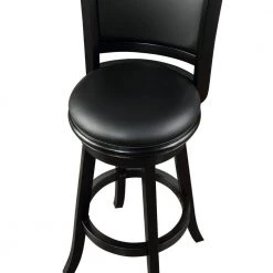 Pio 47 in. Black High Back Solid Wood Extra Tall Swivel Bar Stool with Faux Leather Seat by Benjara -Cheap Benjara Store black benjara bar stools bm274326 1f 1000