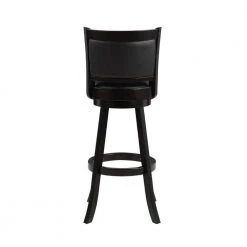 Pio 47 in. Black High Back Solid Wood Extra Tall Swivel Bar Stool with Faux Leather Seat by Benjara -Cheap Benjara Store black benjara bar stools bm274326 4f 1000
