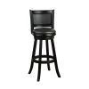 Pio 47 in. Black High Back Solid Wood Extra Tall Swivel Bar Stool with Faux Leather Seat by Benjara