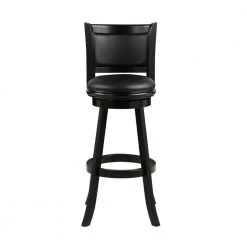 Pio 47 in. Black High Back Solid Wood Extra Tall Swivel Bar Stool with Faux Leather Seat by Benjara -Cheap Benjara Store black benjara bar stools bm274326 c3 1000