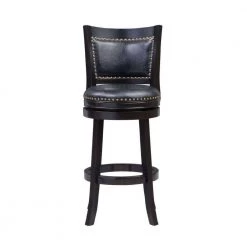 Sabi 43.5 in. Brown and Black High Back Solid Wood Swivel Counter Stool with Faux Leather Seat by Benjara -Cheap Benjara Store black benjara bar stools bm274351 c3 1000