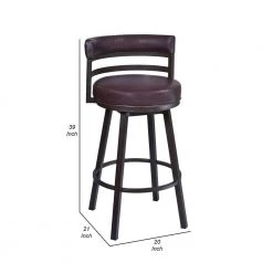 Ava 38 in. Black Low Back Metal Frame Swivel Counter Stool with Vegan Faux Leather Seat by Benjara -Cheap Benjara Store black benjara bar stools bm282118 44 1000