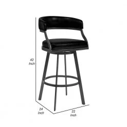 Ava 42 in. Black Low Back Metal Frame Swivel Bar Stool with Vegan Faux Leather Seat by Benjara 12 Ava 42 in. Black Low Back Metal Frame Swivel Bar Stool with Vegan Faux Leather Seat by Benjara -Cheap Benjara Store black benjara bar stools bm282119 44 1000