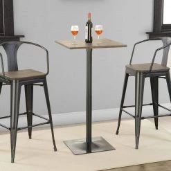 41.25 in. H Industrial Black with Wooden Top Square Metal Bar Table by Benjara -Cheap Benjara Store black benjara bar tables bm160794 44 1000