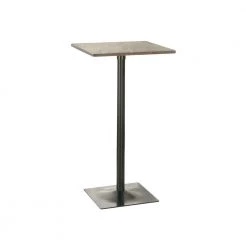 41.25 in. H Industrial Black with Wooden Top Square Metal Bar Table by Benjara