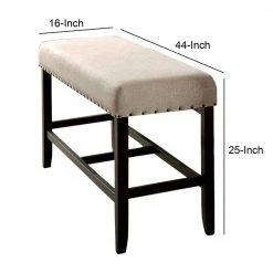 Sania Antique Black Finish Rustic Counter Height Bench 25 in. x 44 in. x 16 in. by Benjara -Cheap Benjara Store black benjara bedroom benches bm131235 44 1000