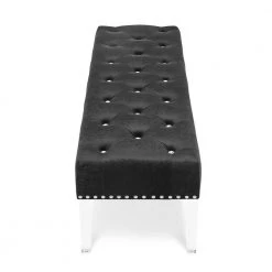 Black Velvet Upholstered Buttoned Bench 18.75 in. L x 49 in. W x 19 in. H by Benjara -Cheap Benjara Store black benjara bedroom benches bm272059 4f 1000