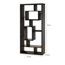 Asymmetrical Cube 67 in. Black Wood 10-shelf Standard Bookcase with Cubes by Benjara -Cheap Benjara Store black benjara bookcases bookshelves bm156232 44 1000