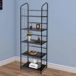 Industrial Style 64 in. H Black 5-Tier Open Frame Metal Bookshelf by Benjara -Cheap Benjara Store black benjara bookcases bookshelves bm96098 31 1000
