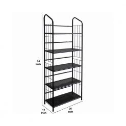 Industrial Style 64 in. H Black 5-Tier Open Frame Metal Bookshelf by Benjara -Cheap Benjara Store black benjara bookcases bookshelves bm96098 44 1000