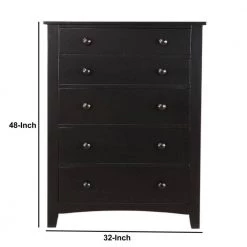 Black Wooden 5-Drawer Chest by Benjara -Cheap Benjara Store black benjara chest of drawers bm171568 44 1000