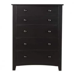 Black Wooden 5-Drawer Chest by Benjara