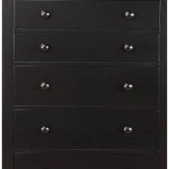 Black Wooden 5-Drawer Chest by Benjara -Cheap Benjara Store black benjara chest of drawers bm171568 77 1000