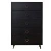 Contemporary Style 5-Drawers Black Wooden Chest 31.5 in. L x 16.7 in. W x 47.3 in. H by Benjara
