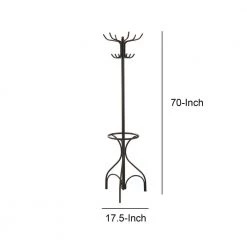 Black Metal Coat Rack with Umbrella Stand by Benjara -Cheap Benjara Store black benjara coat racks bm160078 44 1000