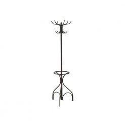 Black Metal Coat Rack with Umbrella Stand by Benjara