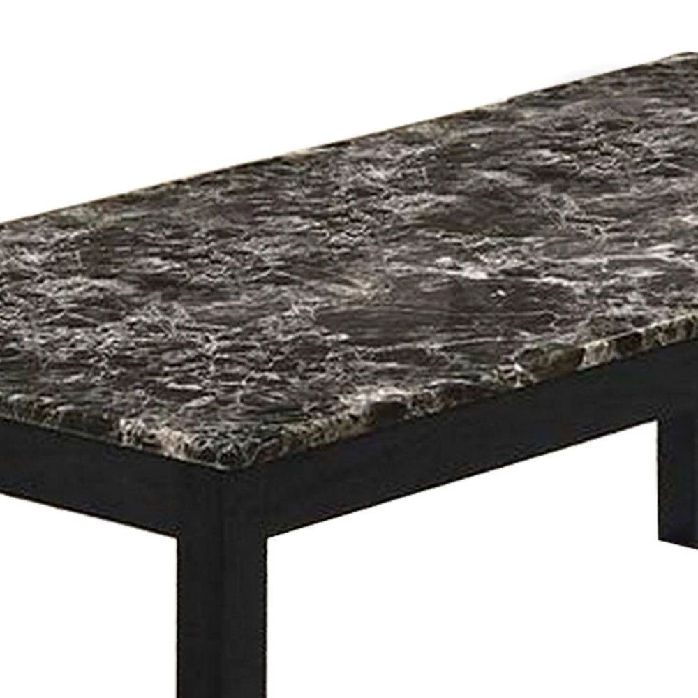 47.2 in. Black Wooden 3 Piece Coffee Table and End Table with Faux Marble Top by Benjara 5 47.2 in. Black Wooden 3 Piece Coffee Table and End Table with Faux Marble Top by Benjara - Image 5