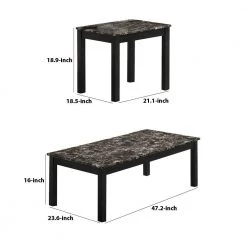47.2 in. Black Wooden 3 Piece Coffee Table and End Table with Faux Marble Top by Benjara 13 47.2 in. Black Wooden 3 Piece Coffee Table and End Table with Faux Marble Top by Benjara -Cheap Benjara Store black benjara coffee tables bm233098 44 1000