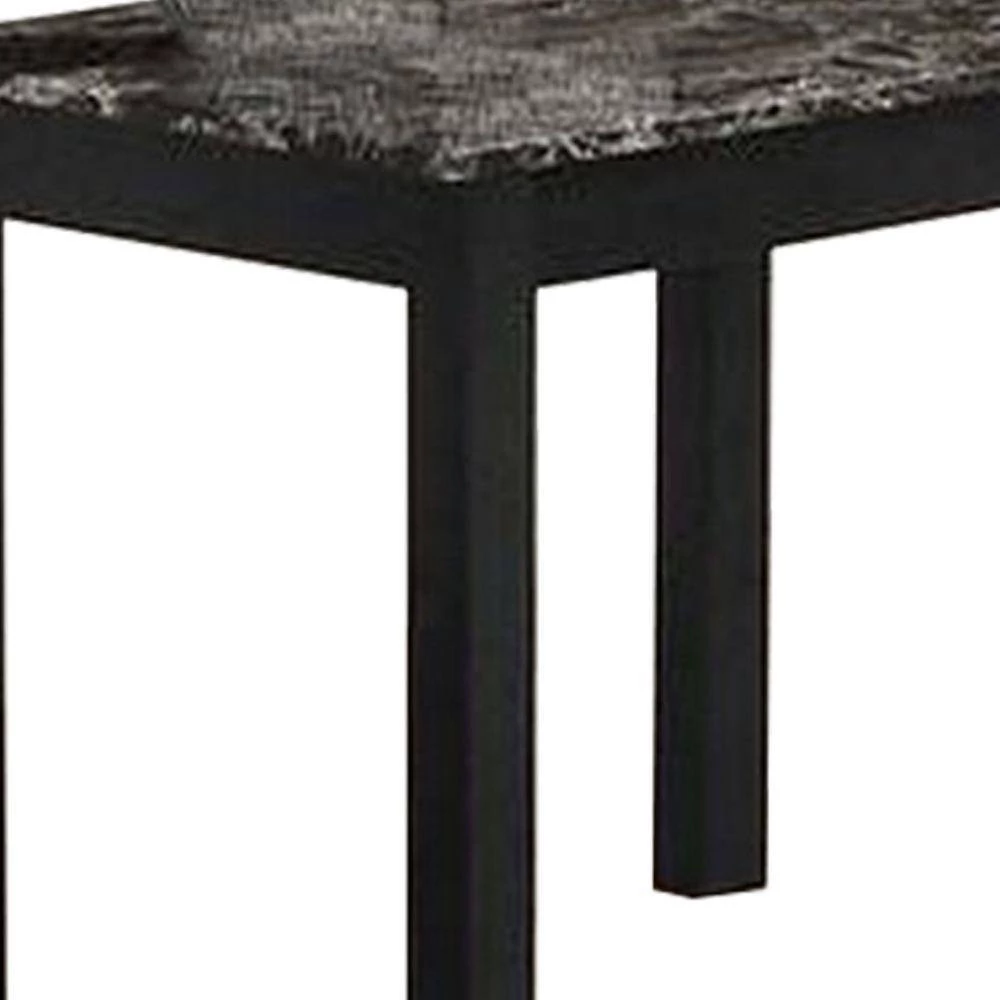 47.2 in. Black Wooden 3 Piece Coffee Table and End Table with Faux Marble Top by Benjara 4 47.2 in. Black Wooden 3 Piece Coffee Table and End Table with Faux Marble Top by Benjara - Image 4