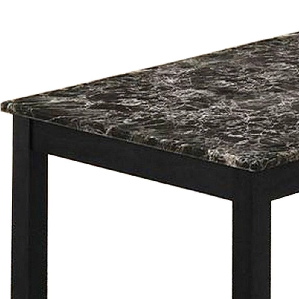 47.2 in. Black Wooden 3 Piece Coffee Table and End Table with Faux Marble Top by Benjara 3 47.2 in. Black Wooden 3 Piece Coffee Table and End Table with Faux Marble Top by Benjara - Image 3