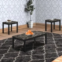 47.2 in. Black Wooden 3 Piece Coffee Table and End Table with Faux Marble Top by Benjara 14 47.2 in. Black Wooden 3 Piece Coffee Table and End Table with Faux Marble Top by Benjara -Cheap Benjara Store black benjara coffee tables bm233098 fa 1000