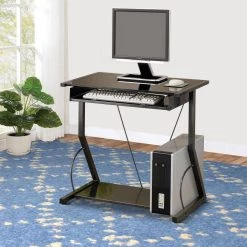 30 in. Rectangular Black Computer Desk with Keyboard Tray by Benjara -Cheap Benjara Store black benjara computer desks bm156227 fa 1000