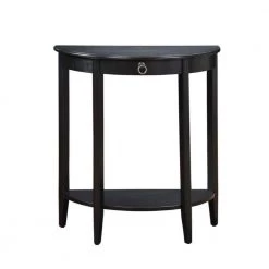 26 in. Black Half Moon Wood Console Table with Storage Drawer by Benjara