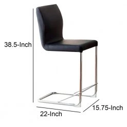 Lodia II Contemporary 38.5 in. H Black Chrome and Leatherette Counter Height Side Chair (Set of 2) by Benjara -Cheap Benjara Store black benjara dining chairs bm131341 44 1000