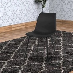 Black Leatherette Dining Chair with Bucket Seat and Metal Legs by Benjara 11 Black Leatherette Dining Chair with Bucket Seat and Metal Legs by Benjara -Cheap Benjara Store black benjara dining chairs bm155600 31 1000