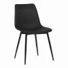 Black Leatherette Dining Chair with Bucket Seat and Metal Legs by Benjara