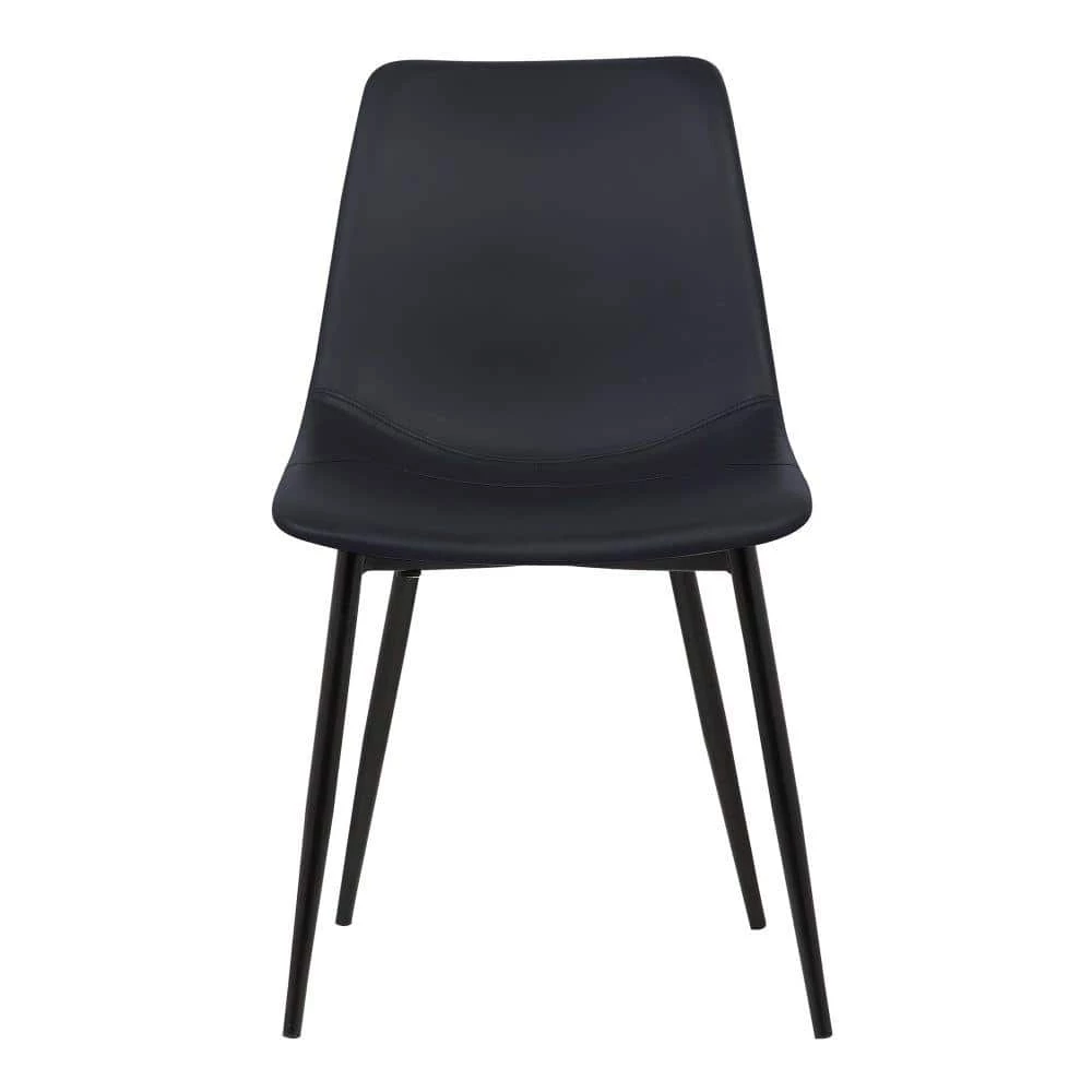 Black Leatherette Dining Chair with Bucket Seat and Metal Legs by Benjara 2 Black Leatherette Dining Chair with Bucket Seat and Metal Legs by Benjara - Image 2