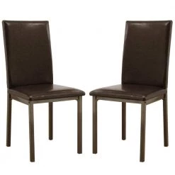 Contemporary Black Upholstered Dining Chair with Full Back (Set of 2) by Benjara