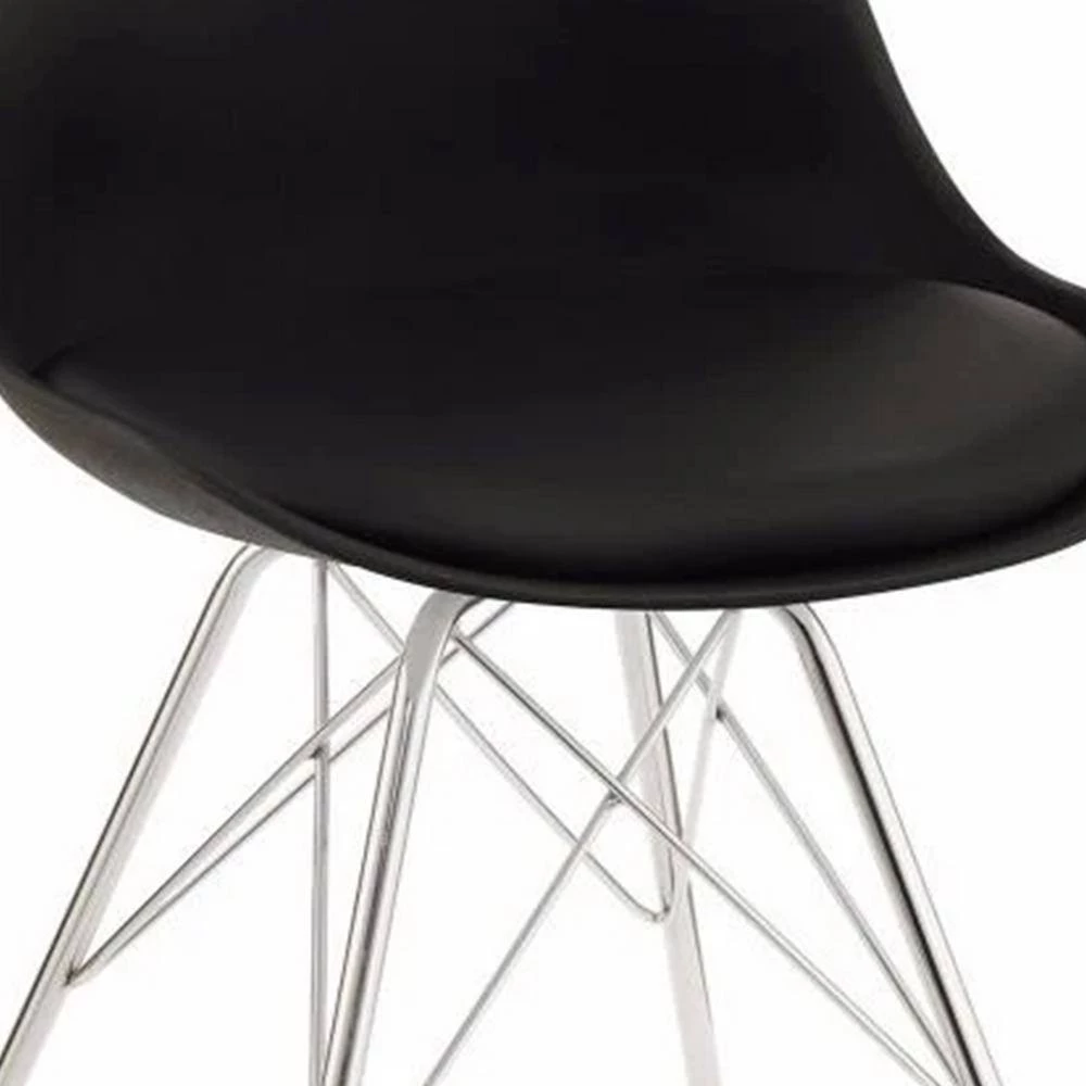 Black Contemporary Fabric Upholstered Dining Chair with Chrome Legs (Set of 2) by Benjara 5 Black Contemporary Fabric Upholstered Dining Chair with Chrome Legs (Set of 2) by Benjara - Image 5