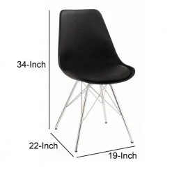 Black Contemporary Fabric Upholstered Dining Chair with Chrome Legs (Set of 2) by Benjara 12 Black Contemporary Fabric Upholstered Dining Chair with Chrome Legs (Set of 2) by Benjara -Cheap Benjara Store black benjara dining chairs bm160831 44 1000