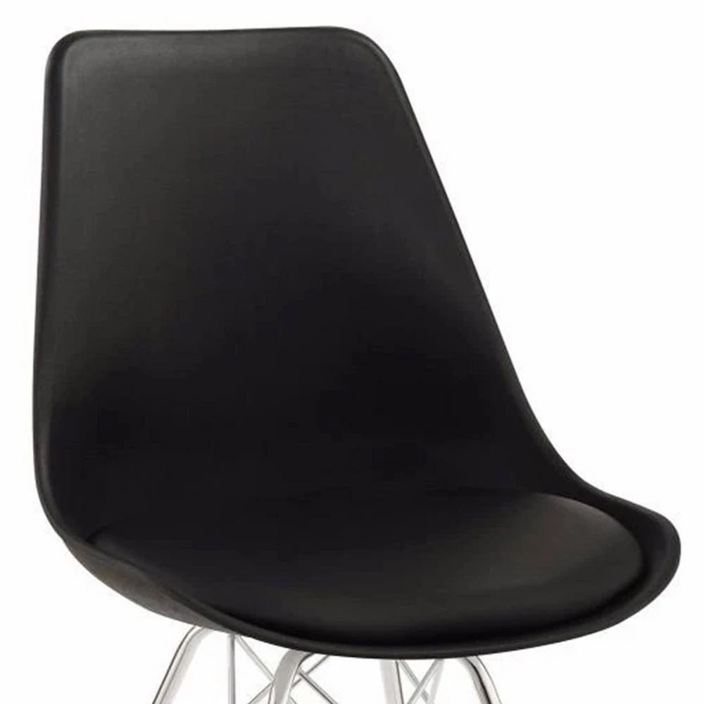 Black Contemporary Fabric Upholstered Dining Chair with Chrome Legs (Set of 2) by Benjara 4 Black Contemporary Fabric Upholstered Dining Chair with Chrome Legs (Set of 2) by Benjara - Image 4