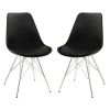 Black Contemporary Fabric Upholstered Dining Chair with Chrome Legs (Set of 2) by Benjara