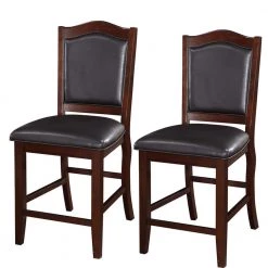Espresso Brown and Black Wooden Armless High Chair (Set of 2) by Benjara