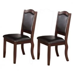 Contemporary Brown and Black Rubber Wood Dining Chair (Set of 2) by Benjara