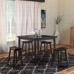 Gaucho 5-Piece Black Counter Height Set by Benjara 11 Gaucho 5-Piece Black Counter Height Set by Benjara -Cheap Benjara Store black benjara dining room sets bm148312 31 1000