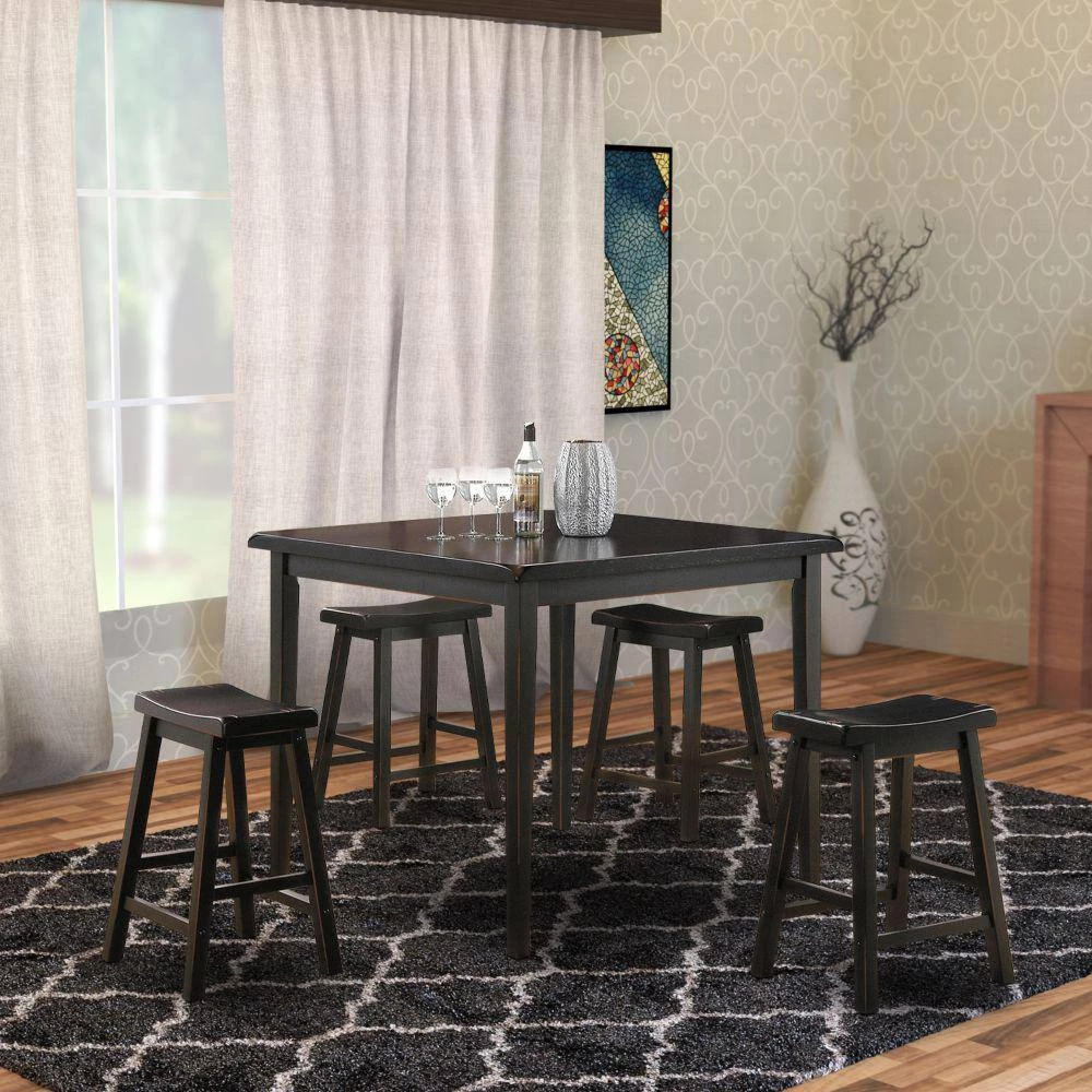 Gaucho 5-Piece Black Counter Height Set by Benjara 6 Gaucho 5-Piece Black Counter Height Set by Benjara - Image 6