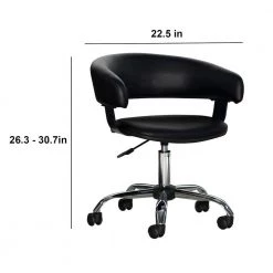 Black Leatherette Bucket Seat Desk Chair with Casters and Arms by Benjara -Cheap Benjara Store black benjara drafting chairs bm232503 44 1000